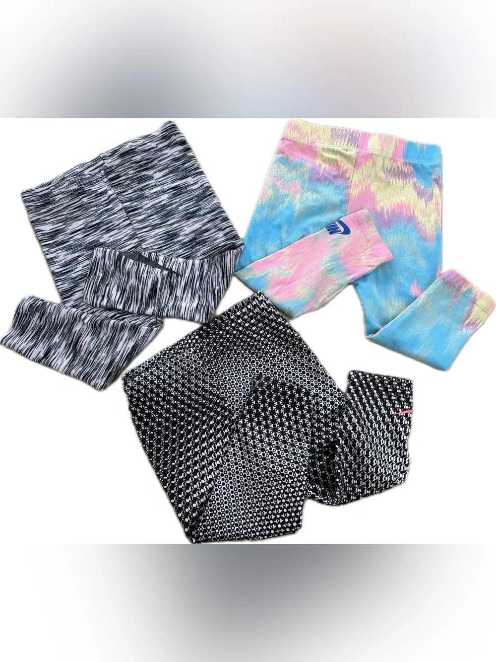 Nike Active Leggings 3 pack - Black/White & Pastel Tie-Dye